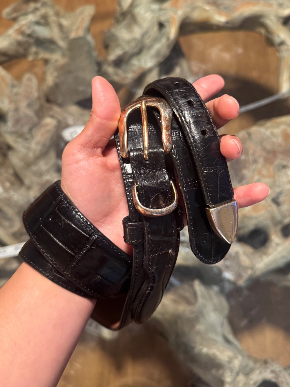 Lands End Brass Black Belt